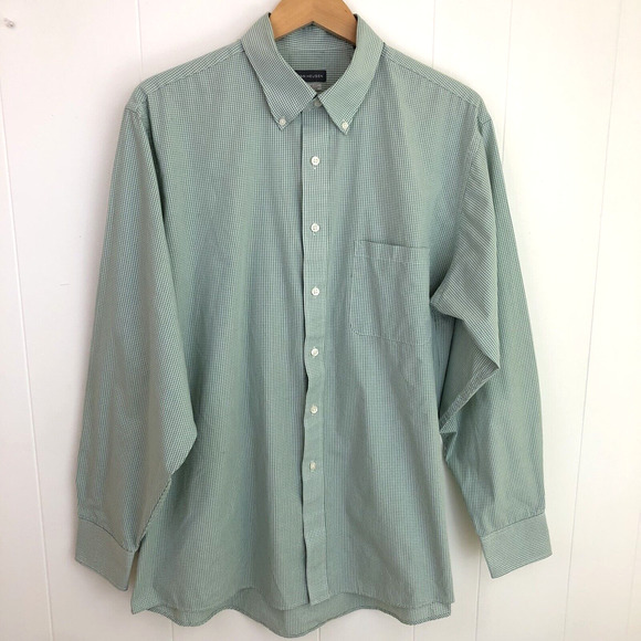 Van Heusen Checkered Dress Shirt Men Large 16.5 34-35 Regular Fit Wrinkle Free - Picture 1 of 9